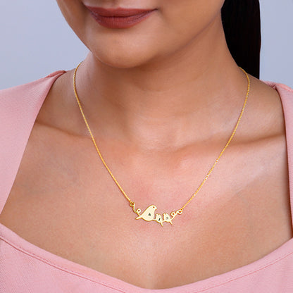 Golden Personalised Birdie Initial Necklace