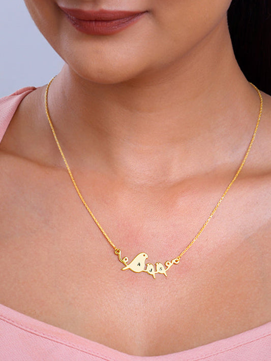 Golden Personalised Birdie Initial Necklace
