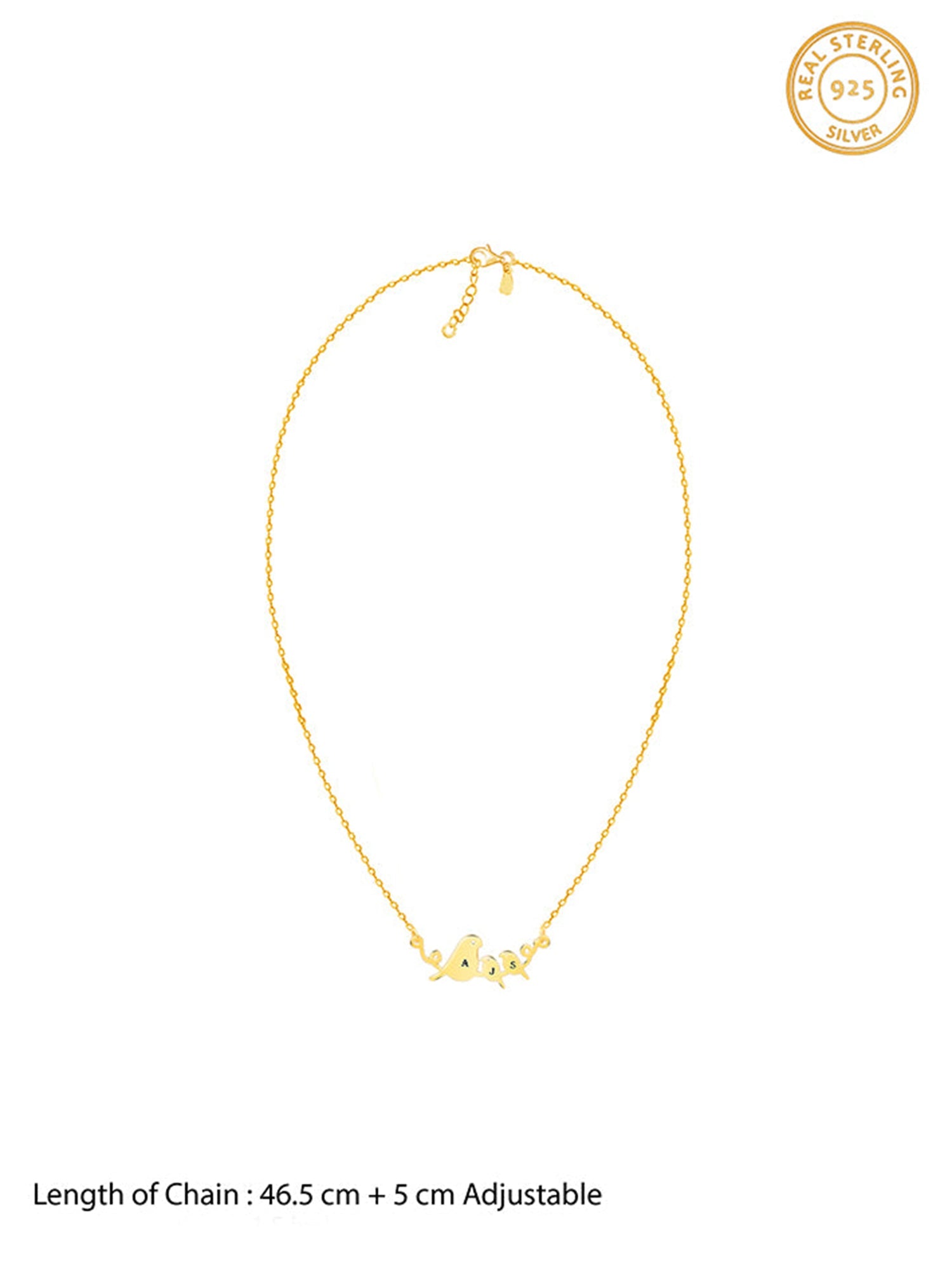 Golden Personalised Birdie Initial Necklace