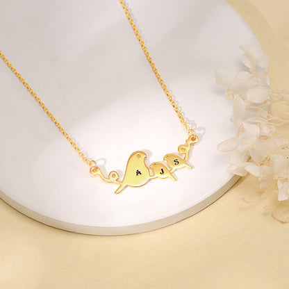 Golden Personalised Birdie Initial Necklace