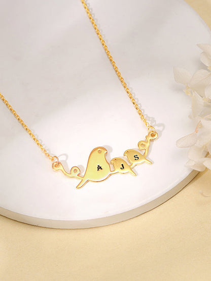 Golden Personalised Birdie Initial Necklace