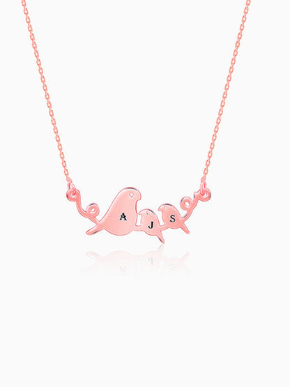 Rose Gold Personalised Birdie Initial Necklace