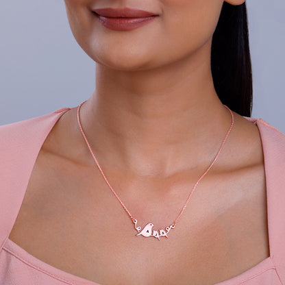 Rose Gold Personalised Birdie Initial Necklace