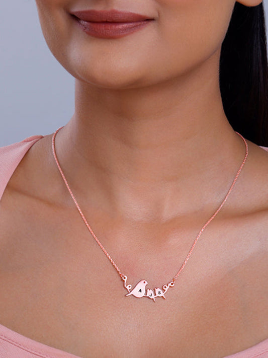 Rose Gold Personalised Birdie Initial Necklace