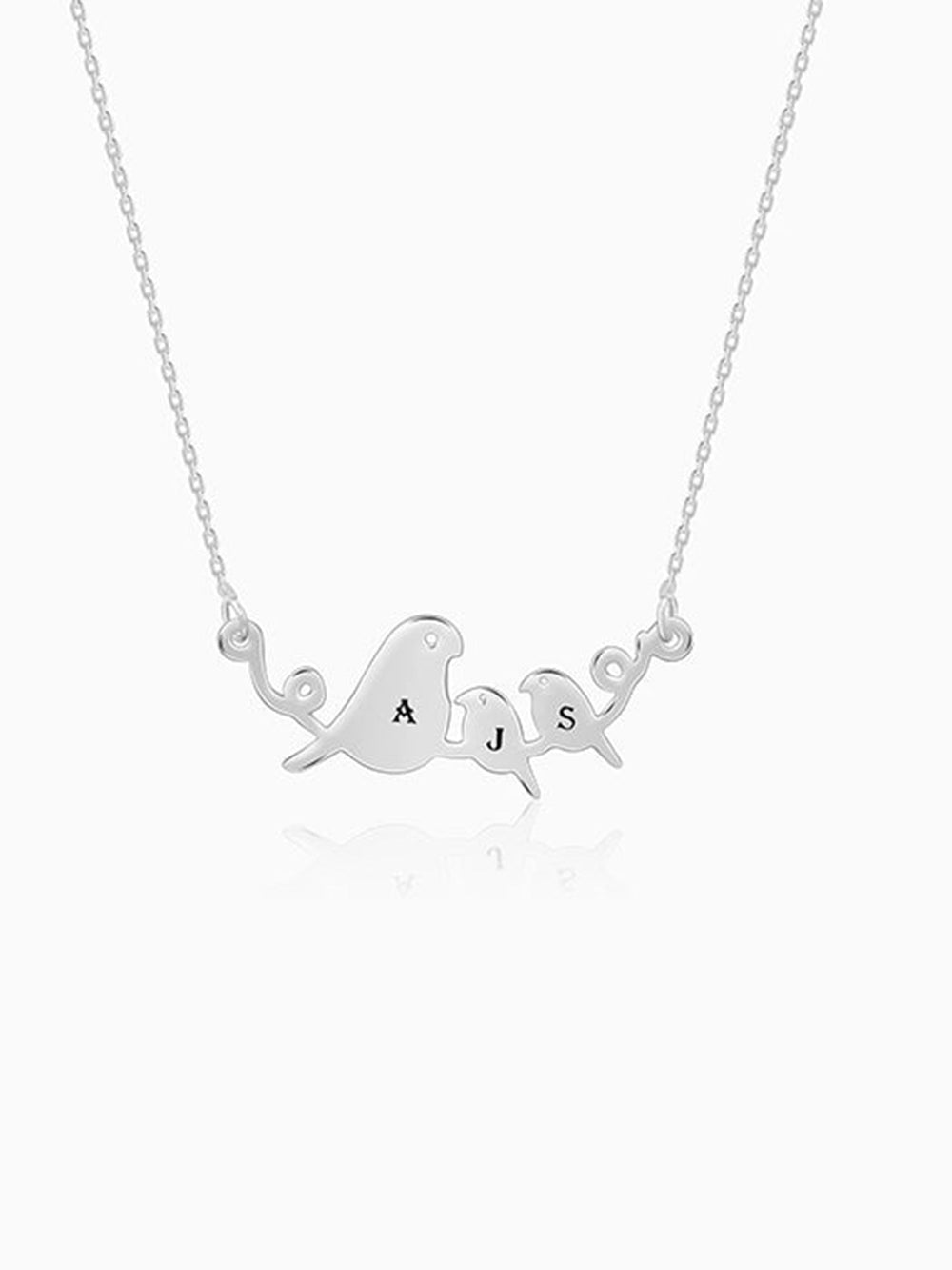 Silver Personalised Birdie Initial Necklace