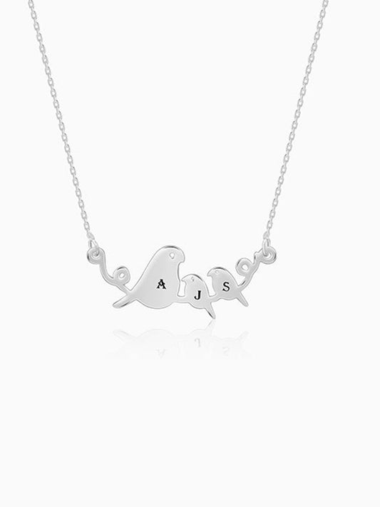 Silver Personalised Birdie Initial Necklace