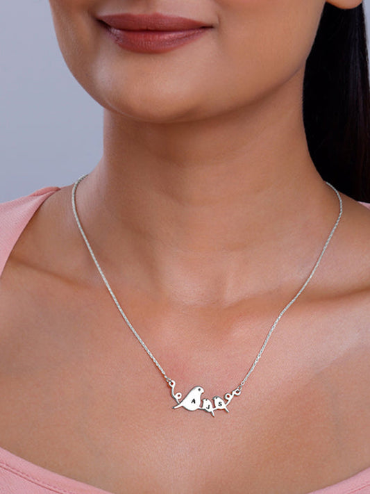 Silver Personalised Birdie Initial Necklace