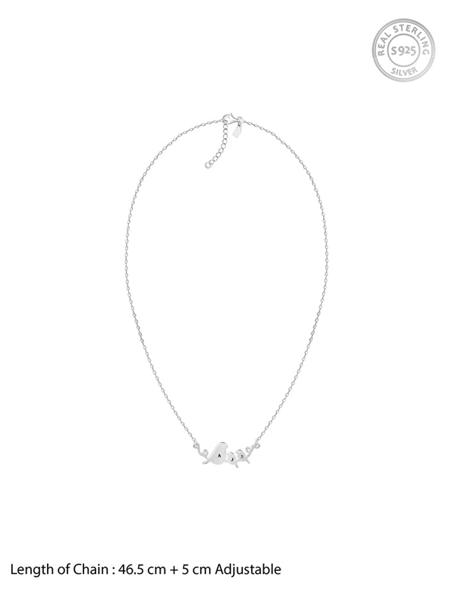 Silver Personalised Birdie Initial Necklace