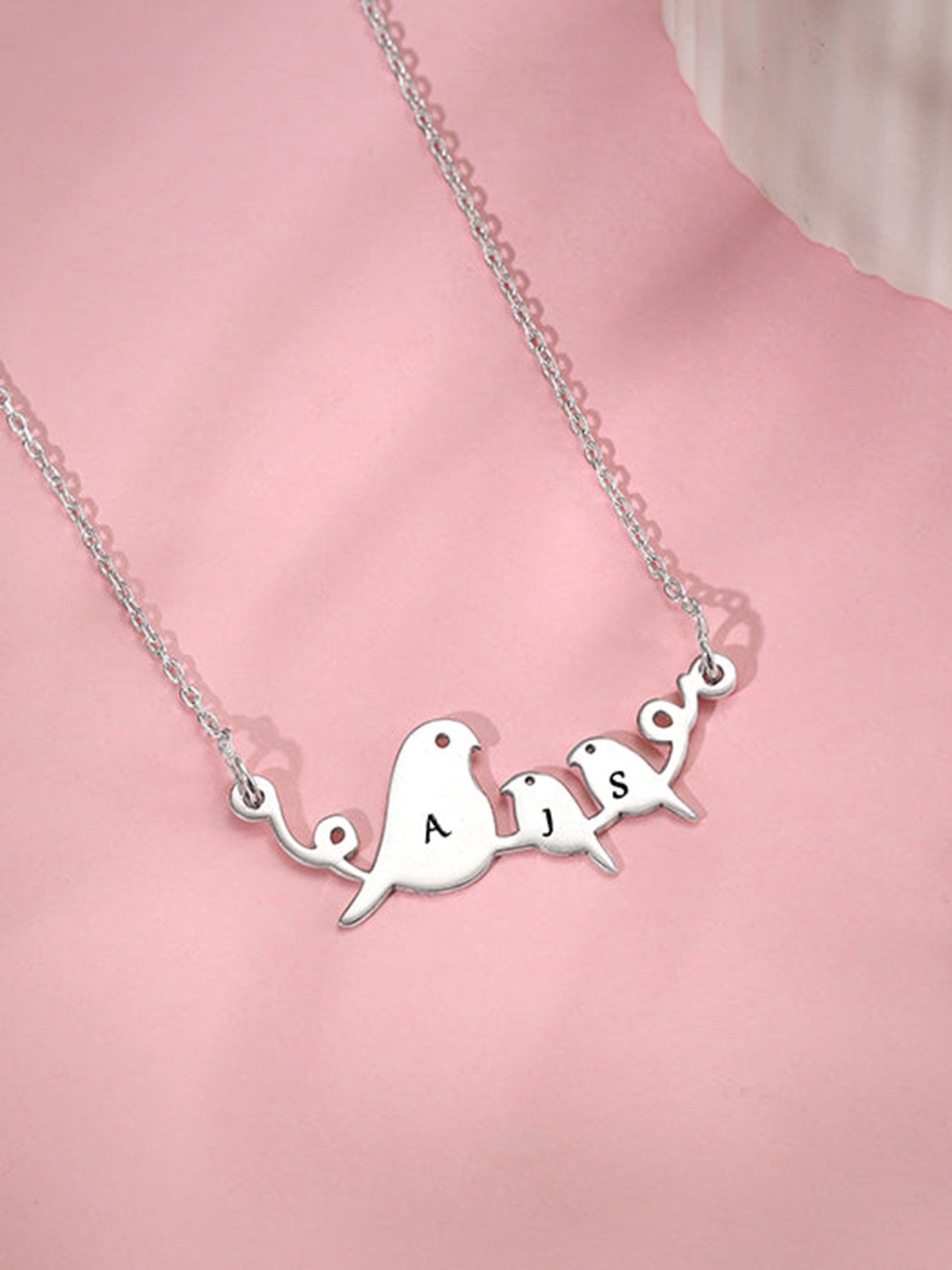 Silver Personalised Birdie Initial Necklace