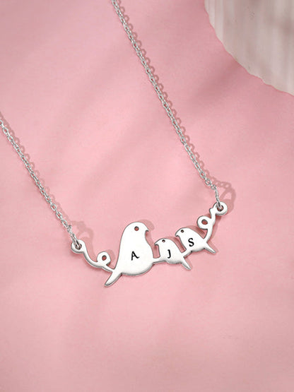 Silver Personalised Birdie Initial Necklace