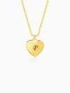 Golden Personalised Heart Initial Pendant With Link Chain