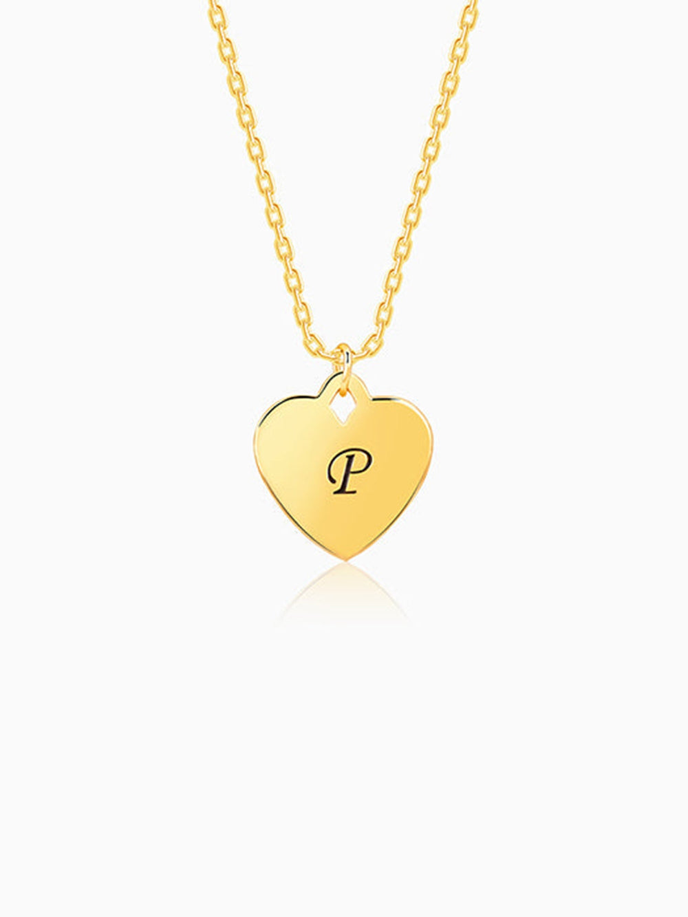 Golden Personalised Heart Initial Pendant With Link Chain
