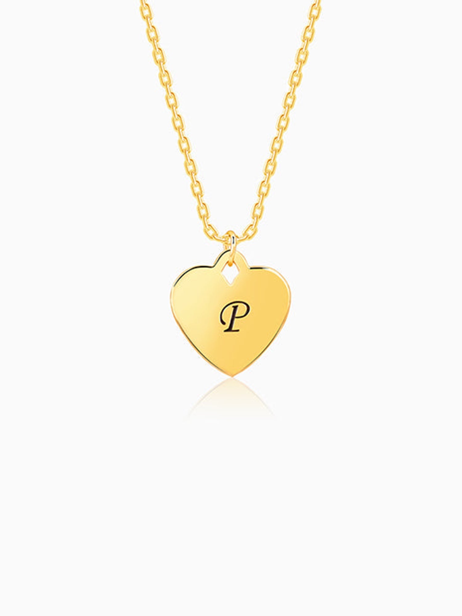 Golden Personalised Heart Initial Pendant With Link Chain