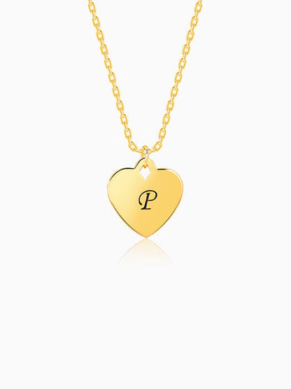 Golden Personalised Heart Initial Pendant With Link Chain