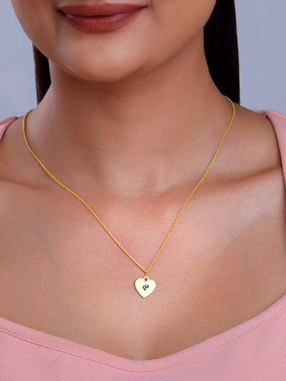 Golden Personalised Heart Initial Pendant With Link Chain