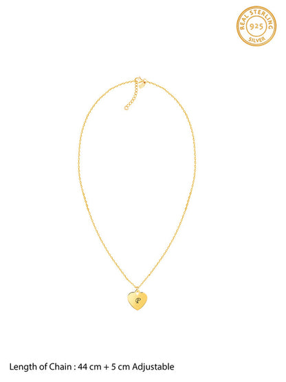 Golden Personalised Heart Initial Pendant With Link Chain