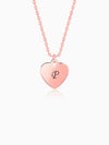 Rose Gold Personalised Heart Initial Pendant With Link Chain