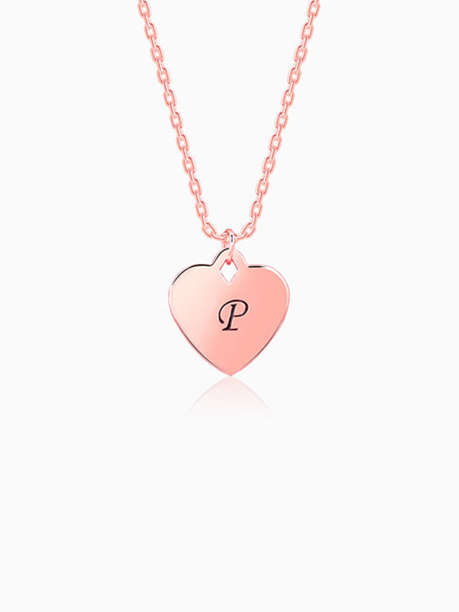 Rose Gold Personalised Heart Initial Pendant With Link Chain