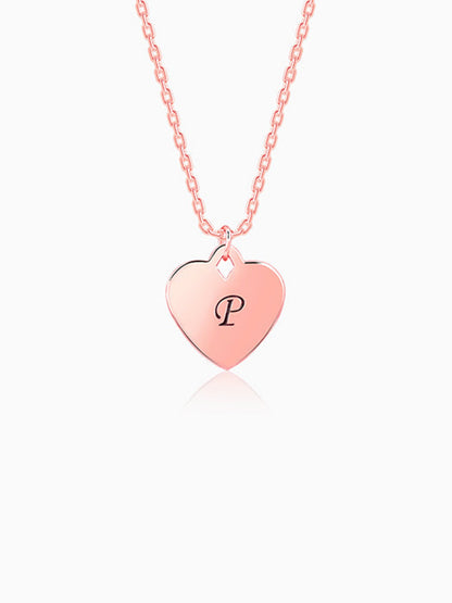 Rose Gold Personalised Heart Initial Pendant With Link Chain