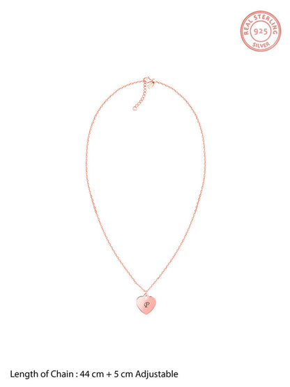 Rose Gold Personalised Heart Initial Pendant With Link Chain
