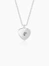 Silver Personalised Heart Initial Pendant With Link Chain