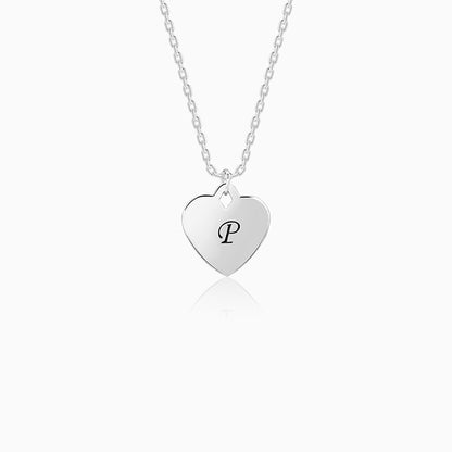 Silver Personalised Heart Initial Pendant With Link Chain