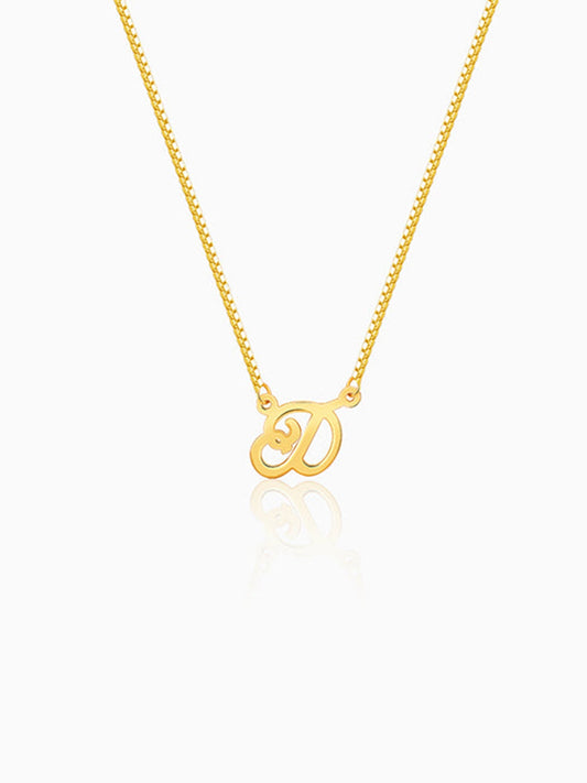 Golden Personalised Cursive Initial Necklace