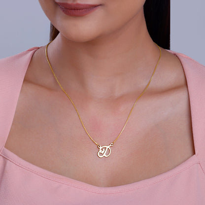 Golden Personalised Cursive Initial Necklace