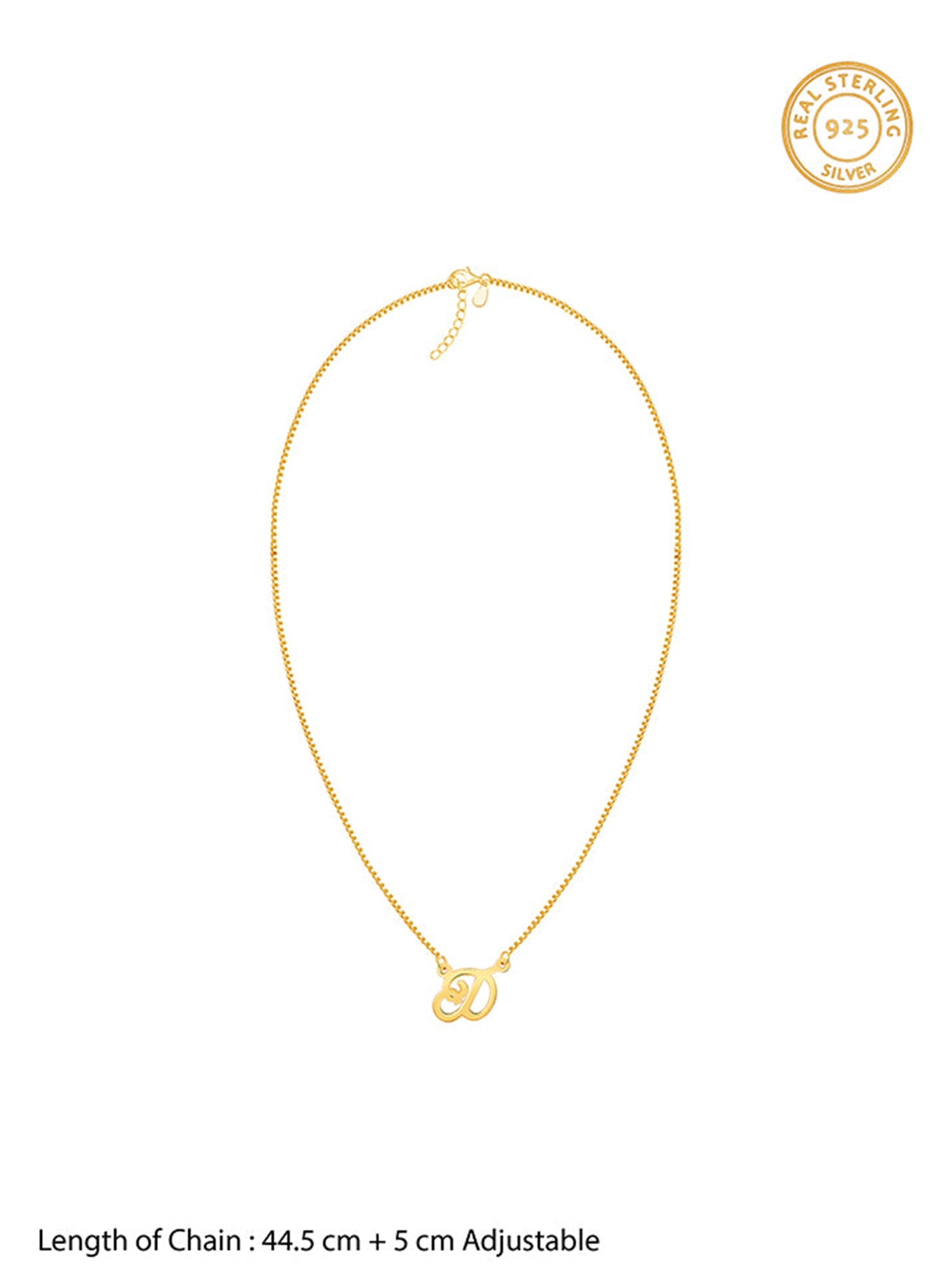 Golden Personalised Cursive Initial Necklace