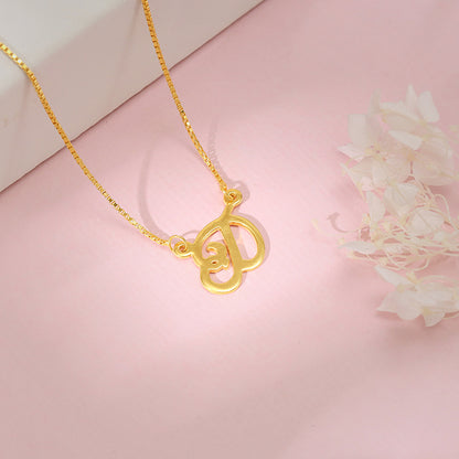 Golden Personalised Cursive Initial Necklace