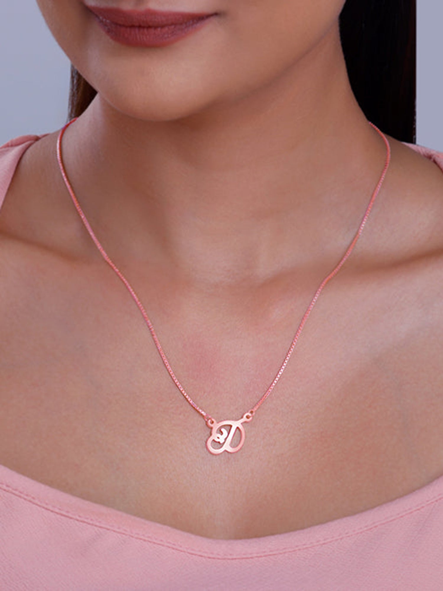 Rose Gold Personalised Cursive Initial Necklace