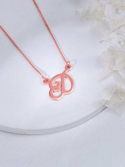 Rose Gold Personalised Cursive Initial Necklace