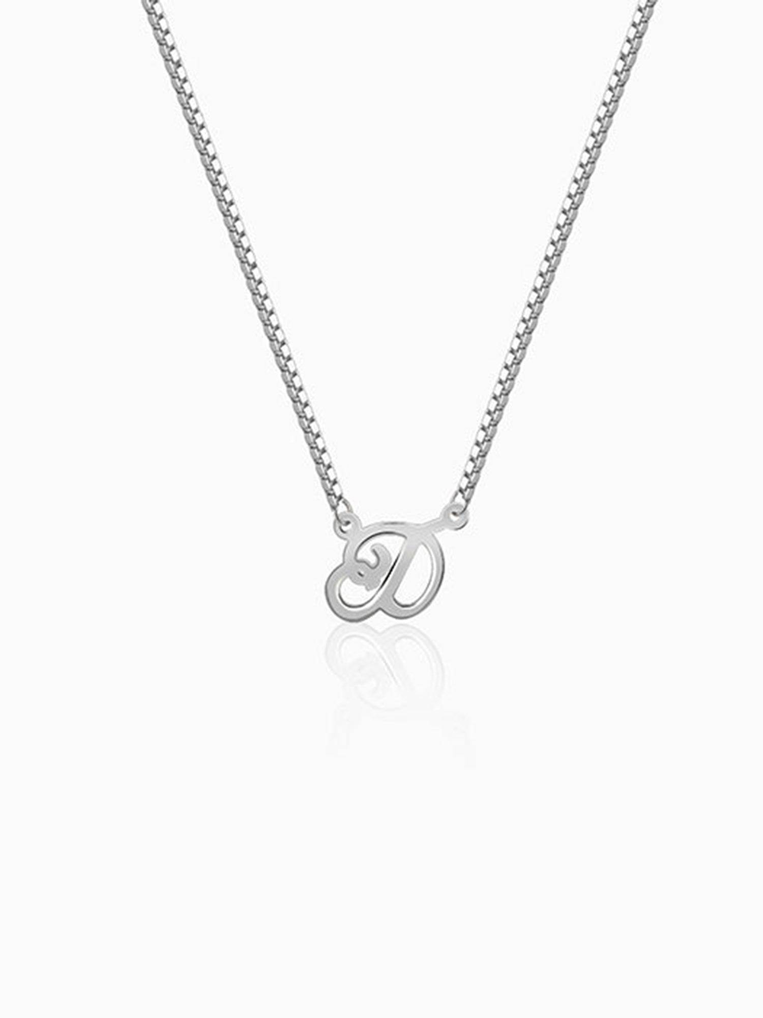 Silver Personalised Cursive Initial Necklace