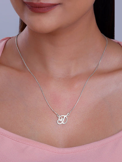 Silver Personalised Cursive Initial Necklace