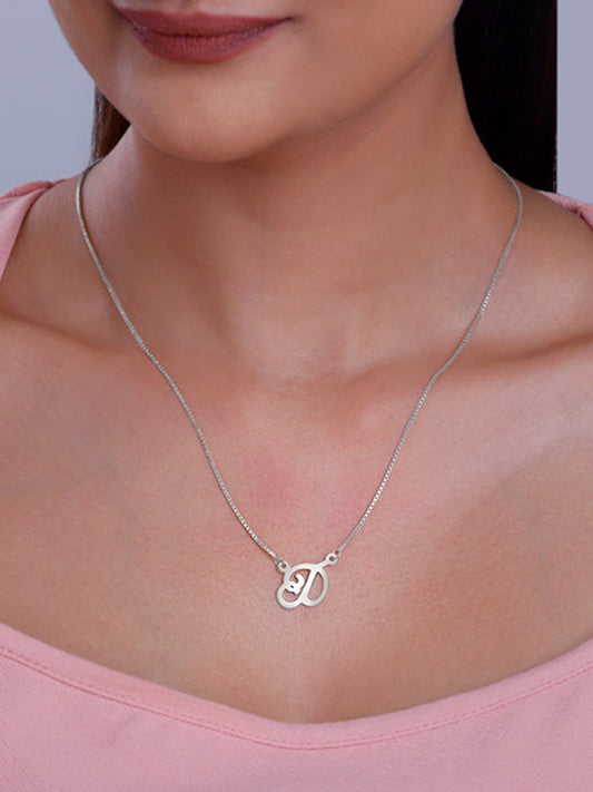 Silver Personalised Cursive Initial Necklace