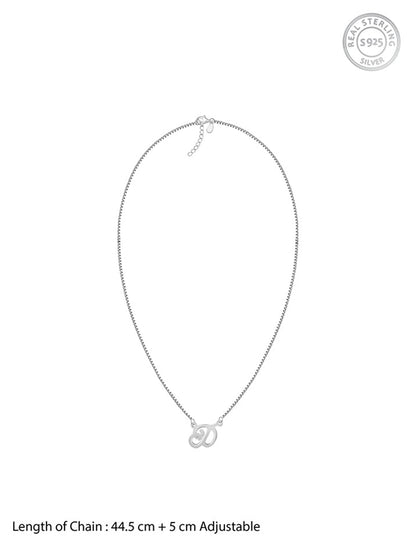 Silver Personalised Cursive Initial Necklace