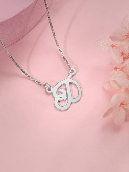 Silver Personalised Cursive Initial Necklace