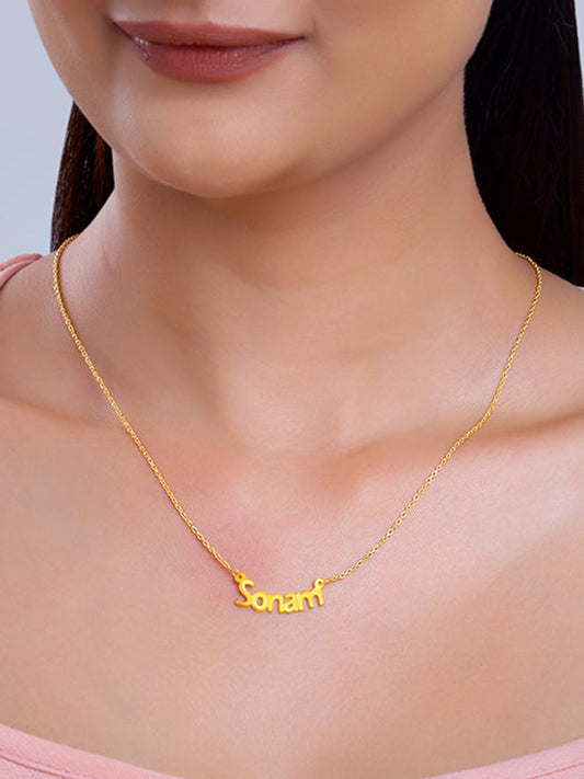 Golden Personalised Name in Bold Necklace