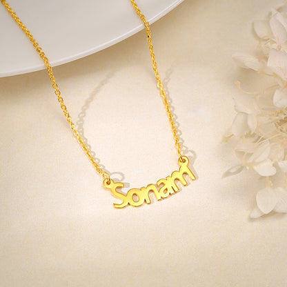Golden Personalised Name in Bold Necklace