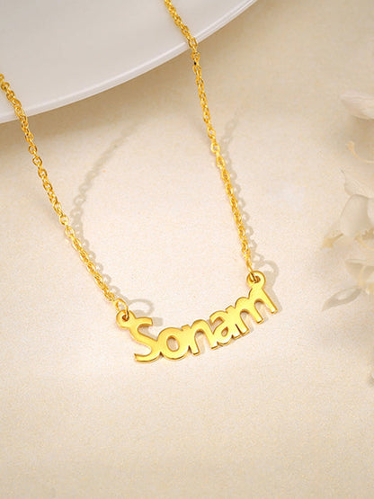 Golden Personalised Name in Bold Necklace