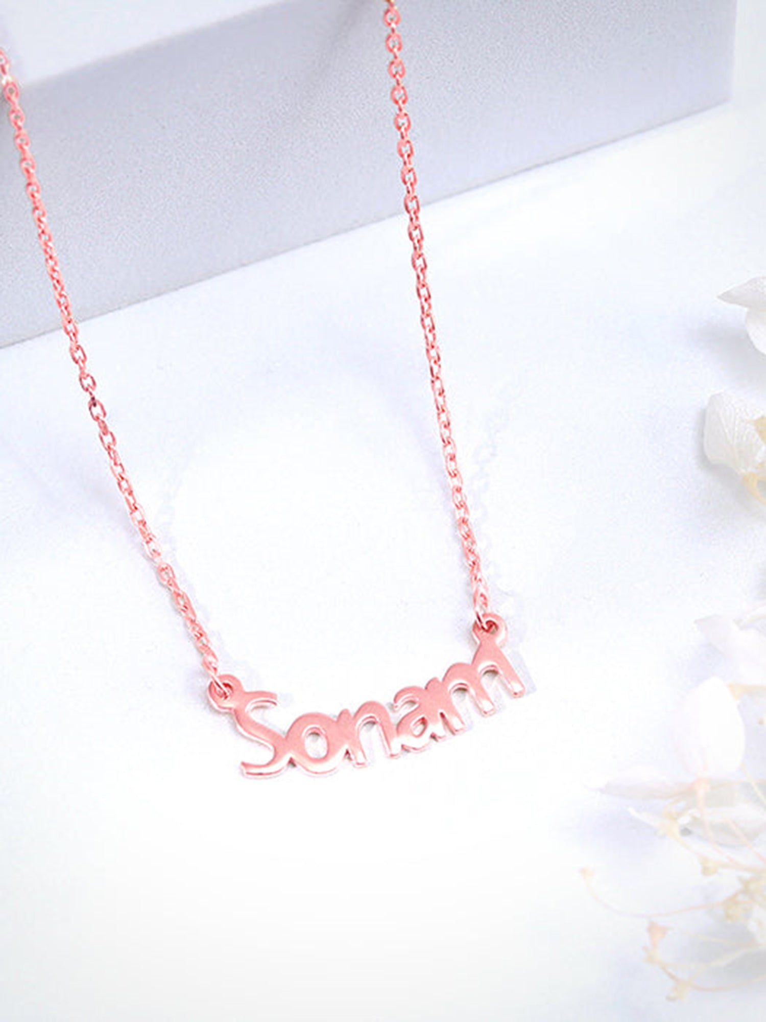 Rose Gold Personalised Name in Bold Necklace