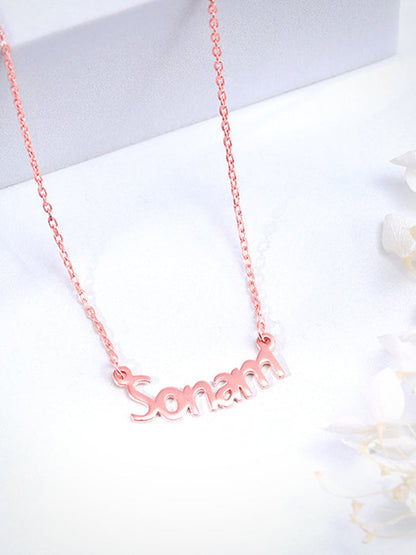 Rose Gold Personalised Name in Bold Necklace