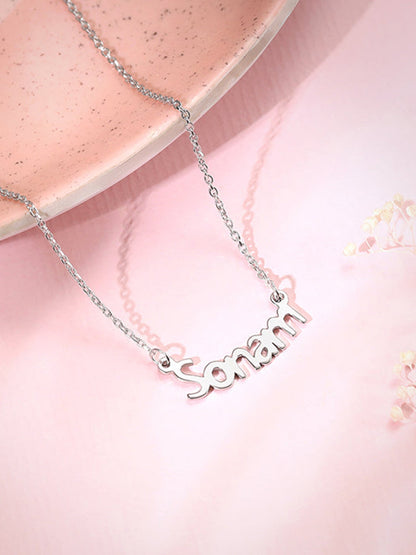 Silver Personalised Name in Bold Necklace