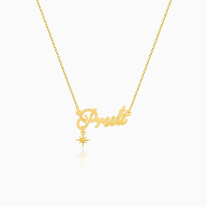 Golden Personalised Name Star Charm Necklace