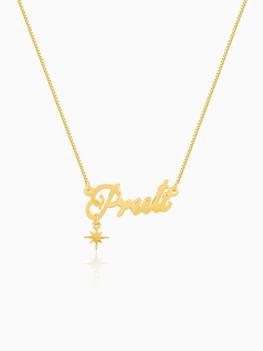 Golden Personalised Name Star Charm Necklace