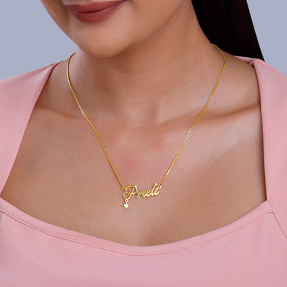 Golden Personalised Name Star Charm Necklace