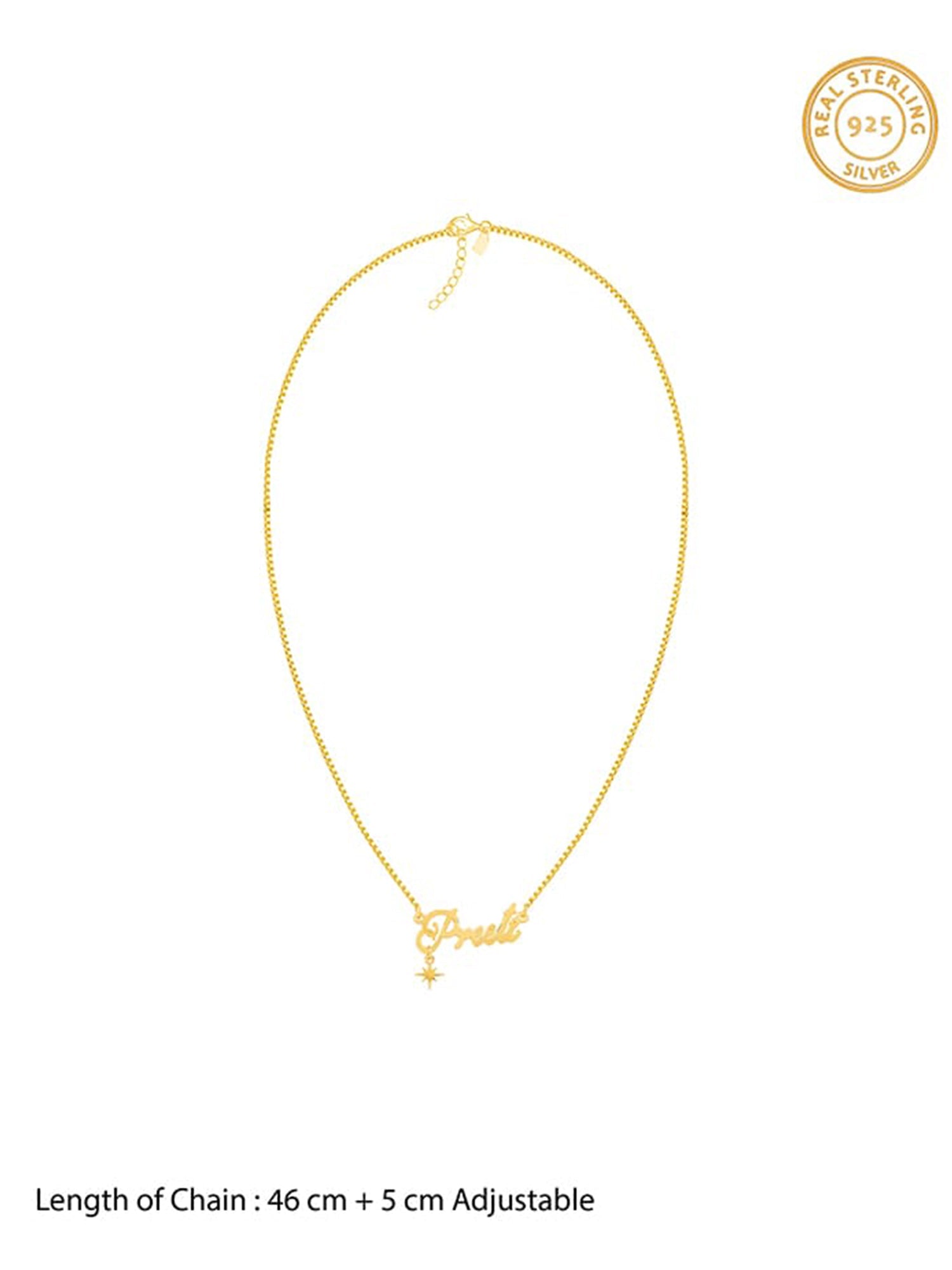 Golden Personalised Name Star Charm Necklace