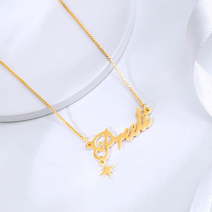 Golden Personalised Name Star Charm Necklace