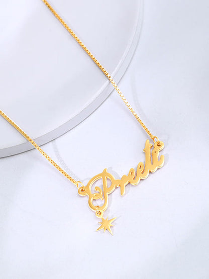 Golden Personalised Name Star Charm Necklace