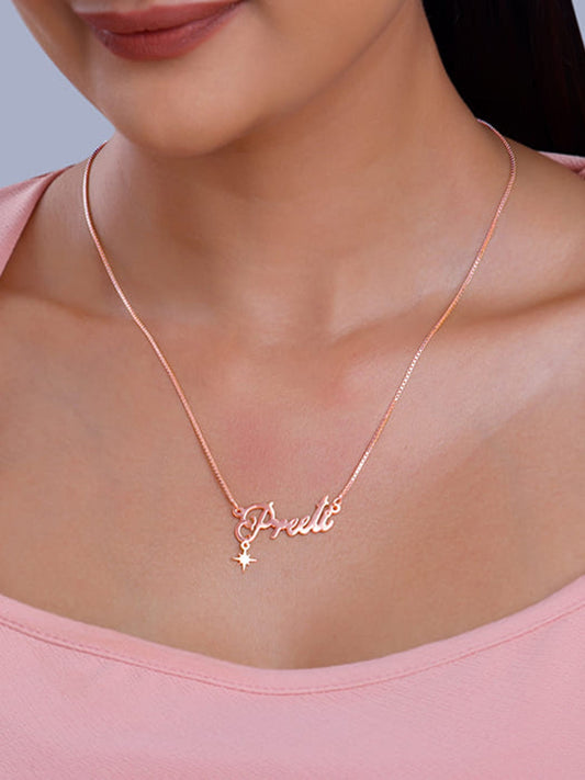Rose Gold Personalised Name Star Charm Necklace